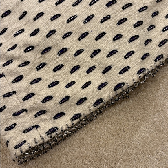 OOK Vintage Designer Wool Beaded Duster in Cream & Black - Picture 11 of 12